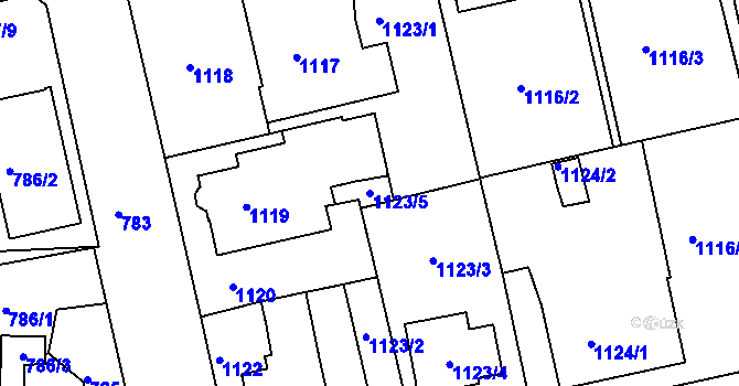 Parcela st. 1123/5 v KÚ Turnov, Katastrální mapa