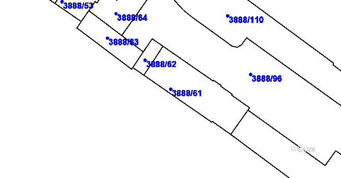 Parcela st. 3888/61 v KÚ Turnov, Katastrální mapa