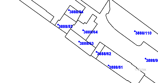 Parcela st. 3888/63 v KÚ Turnov, Katastrální mapa