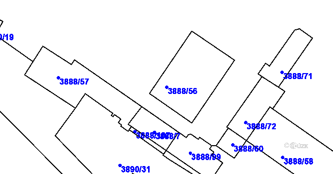 Parcela st. 3888/56 v KÚ Turnov, Katastrální mapa