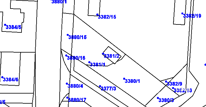 Parcela st. 3381/2 v KÚ Turnov, Katastrální mapa