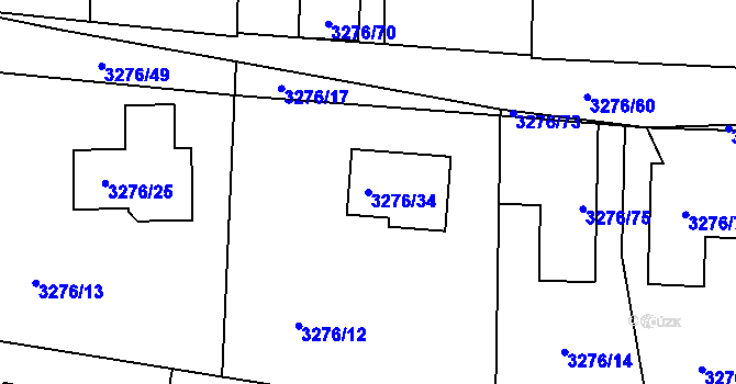 Parcela st. 3276/34 v KÚ Turnov, Katastrální mapa