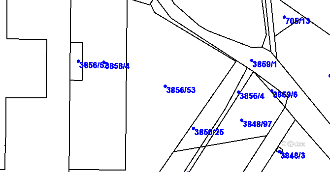 Parcela st. 3856/53 v KÚ Turnov, Katastrální mapa