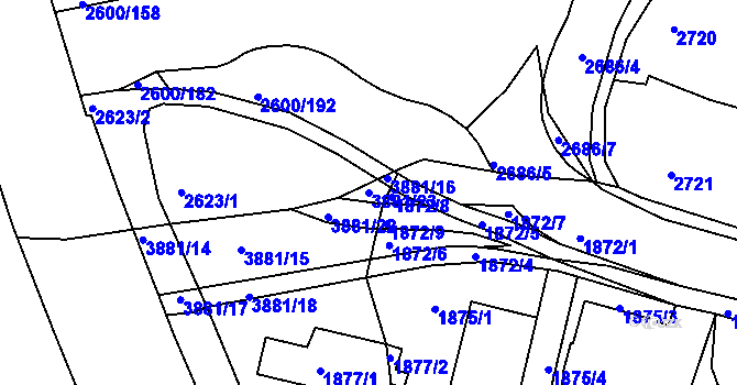 Parcela st. 3881/23 v KÚ Turnov, Katastrální mapa