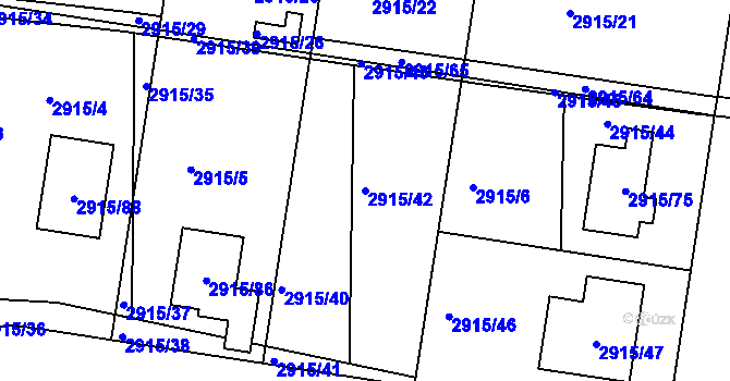 Parcela st. 2915/42 v KÚ Turnov, Katastrální mapa