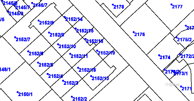 Parcela st. 2152/19 v KÚ Turnov, Katastrální mapa