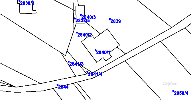 Parcela st. 2840/1 v KÚ Turnov, Katastrální mapa