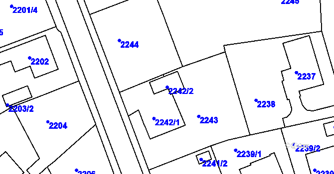 Parcela st. 2242/2 v KÚ Turnov, Katastrální mapa