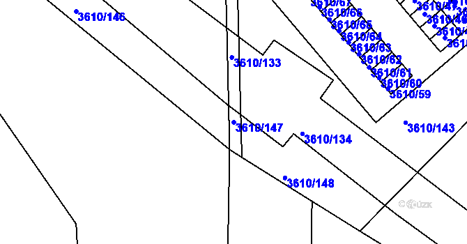Parcela st. 3610/147 v KÚ Turnov, Katastrální mapa