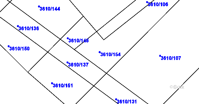 Parcela st. 3610/154 v KÚ Turnov, Katastrální mapa