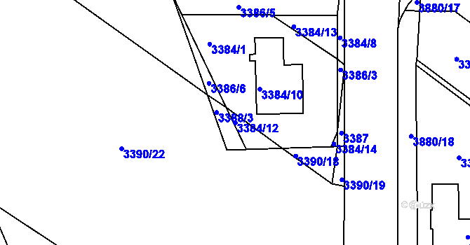 Parcela st. 3384/12 v KÚ Turnov, Katastrální mapa