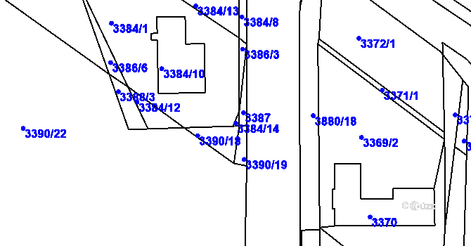 Parcela st. 3384/14 v KÚ Turnov, Katastrální mapa