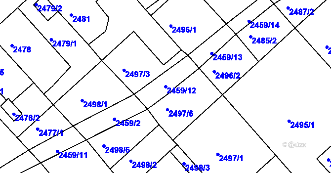 Parcela st. 2459/12 v KÚ Turnov, Katastrální mapa