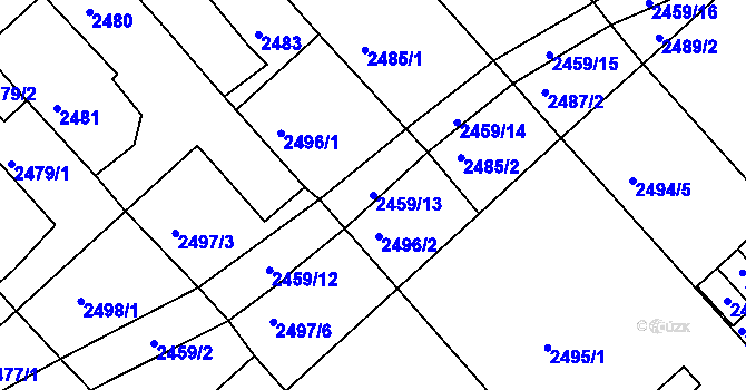 Parcela st. 2459/13 v KÚ Turnov, Katastrální mapa