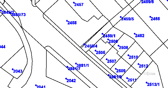 Parcela st. 2459/4 v KÚ Turnov, Katastrální mapa