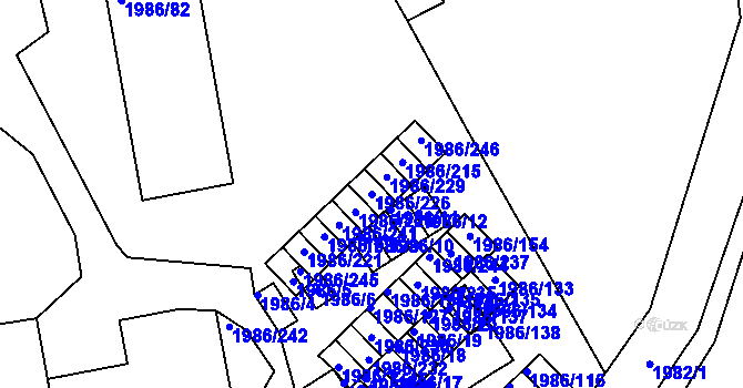 Parcela st. 1986/226 v KÚ Turnov, Katastrální mapa