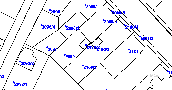 Parcela st. 2098/2 v KÚ Turnov, Katastrální mapa