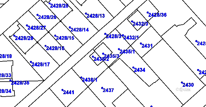 Parcela st. 2435/3 v KÚ Turnov, Katastrální mapa