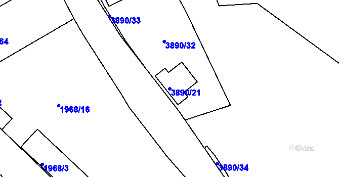 Parcela st. 3890/21 v KÚ Turnov, Katastrální mapa