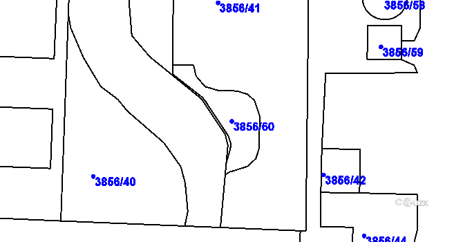 Parcela st. 3856/60 v KÚ Turnov, Katastrální mapa