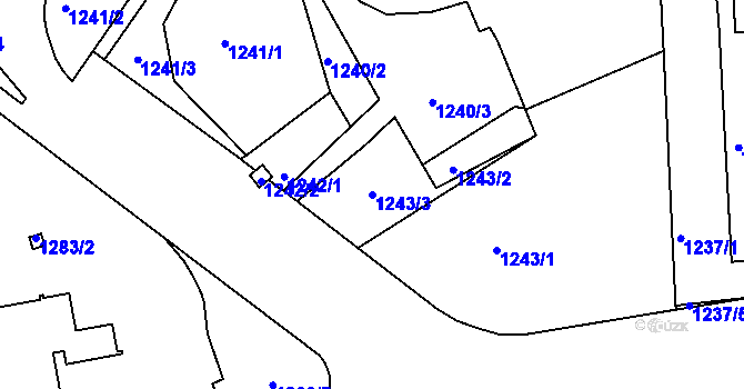 Parcela st. 1243/3 v KÚ Turnov, Katastrální mapa