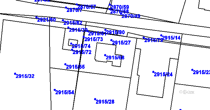 Parcela st. 2915/68 v KÚ Turnov, Katastrální mapa