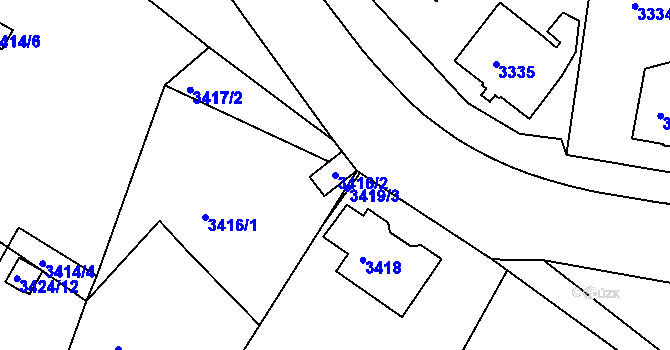 Parcela st. 3416/2 v KÚ Turnov, Katastrální mapa