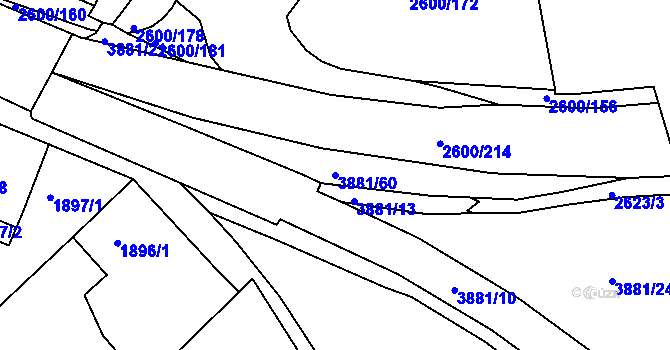 Parcela st. 3881/60 v KÚ Turnov, Katastrální mapa