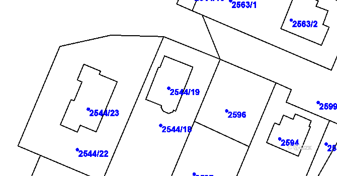 Parcela st. 2544/19 v KÚ Turnov, Katastrální mapa