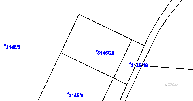 Parcela st. 3145/20 v KÚ Turnov, Katastrální mapa