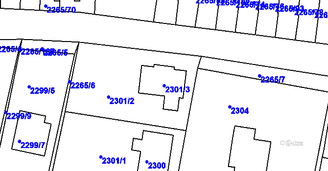 Parcela st. 2301/3 v KÚ Turnov, Katastrální mapa