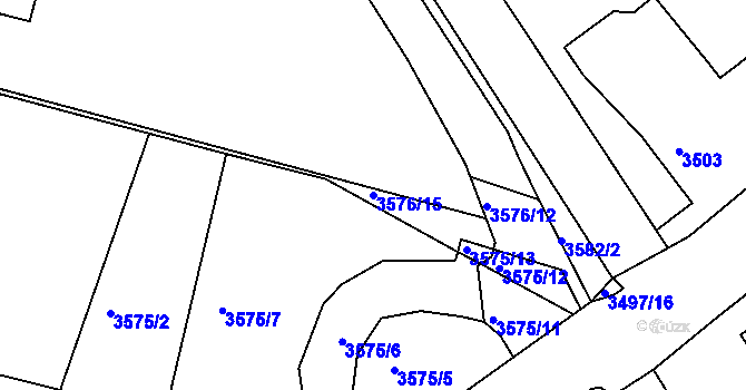 Parcela st. 3576/15 v KÚ Turnov, Katastrální mapa