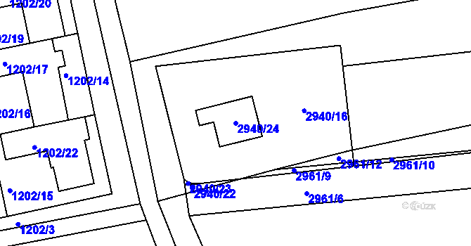 Parcela st. 2940/24 v KÚ Turnov, Katastrální mapa