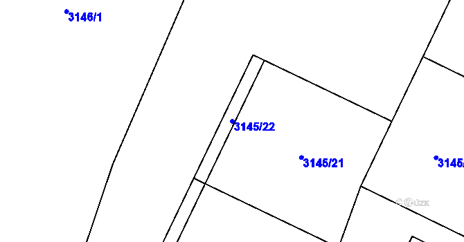 Parcela st. 3145/22 v KÚ Turnov, Katastrální mapa