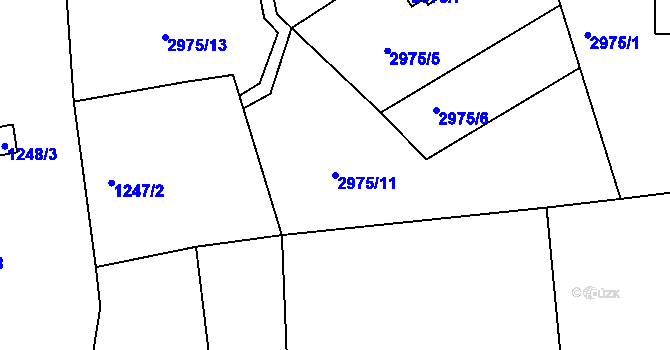 Parcela st. 2975/11 v KÚ Turnov, Katastrální mapa