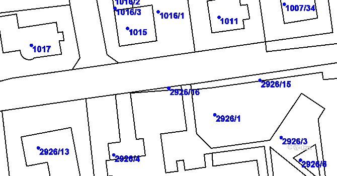 Parcela st. 2926/16 v KÚ Turnov, Katastrální mapa