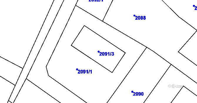 Parcela st. 2091/3 v KÚ Turnov, Katastrální mapa