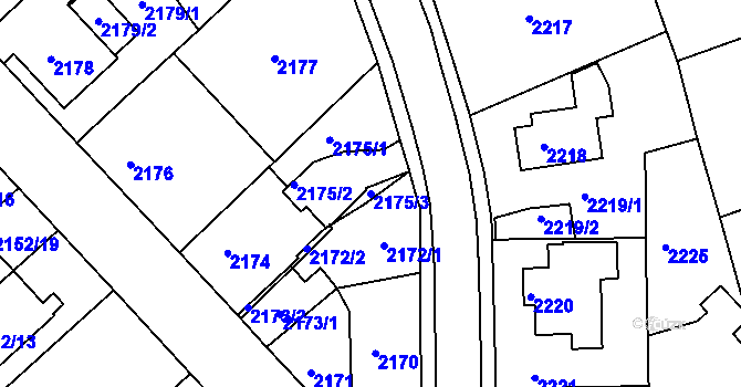 Parcela st. 2175/3 v KÚ Turnov, Katastrální mapa