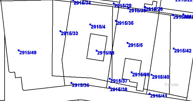 Parcela st. 2915/88 v KÚ Turnov, Katastrální mapa
