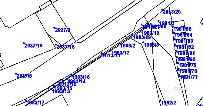 Parcela st. 2013/11 v KÚ Turnov, Katastrální mapa