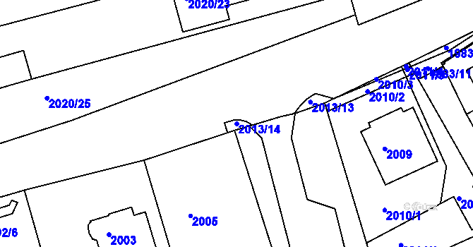 Parcela st. 2013/14 v KÚ Turnov, Katastrální mapa