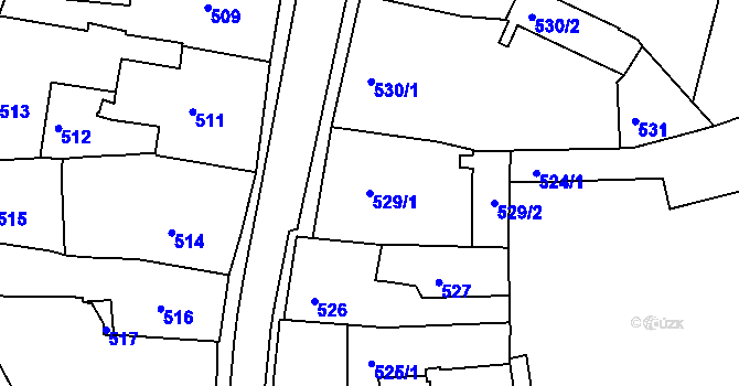 Parcela st. 529/1 v KÚ Turnov, Katastrální mapa