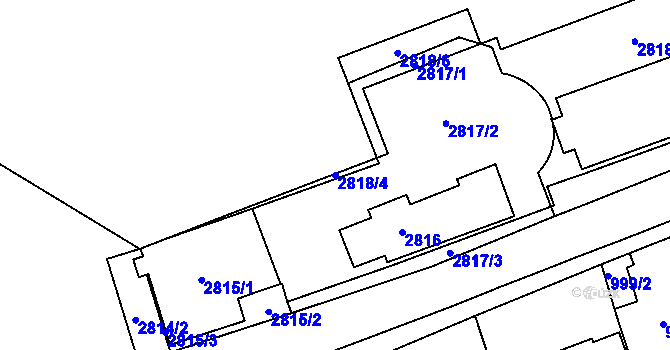 Parcela st. 2818/4 v KÚ Turnov, Katastrální mapa
