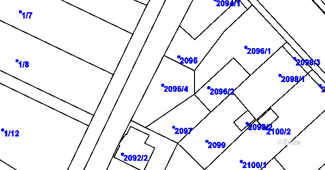 Parcela st. 2096/4 v KÚ Turnov, Katastrální mapa