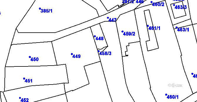 Parcela st. 458/3 v KÚ Turnov, Katastrální mapa