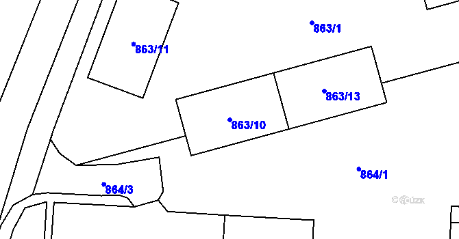 Parcela st. 863/10 v KÚ Turnov, Katastrální mapa