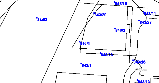 Parcela st. 846/1 v KÚ Turnov, Katastrální mapa
