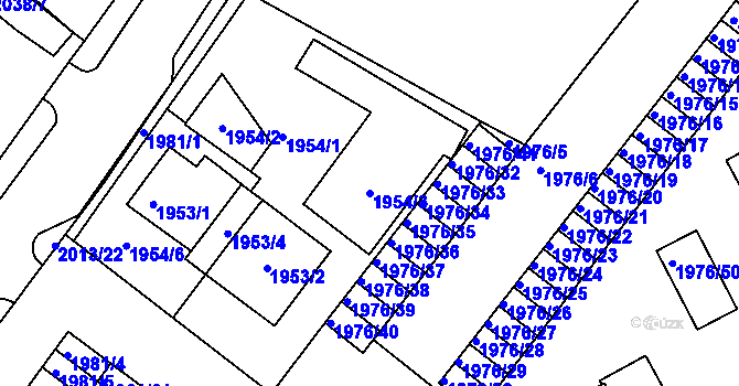 Parcela st. 1954/3 v KÚ Turnov, Katastrální mapa
