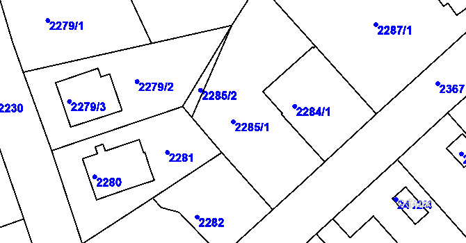 Parcela st. 2285/1 v KÚ Turnov, Katastrální mapa