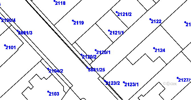 Parcela st. 2120/1 v KÚ Turnov, Katastrální mapa